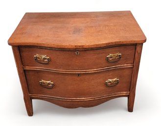 Antique Oak Late Victorian 19th Century 2 Drawer Low Chest ~ 20 X 30 X 23H