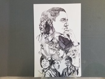 Lot # 23' Nelson Mandela, Barack Obama Etc ' Hatching In Ink & Marker 11x18