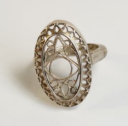 UNIQUE Vintage Filigree Faced  Sterling Silver Ring