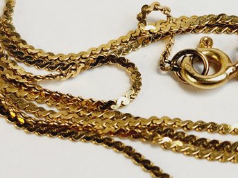 14k Italian Yellow Gold Flat Serpentine Link Chain Necklace