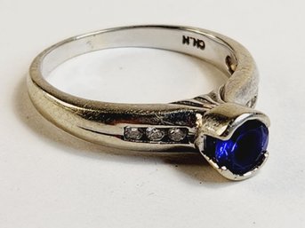 Vintage 14k White Gold Tanzanite & Diamond Ring