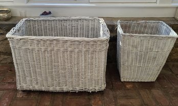 Two Well Made Vintage Wicker Bins For Great Storage!