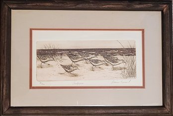 Sand Piper Bird Lithograph By Artist DIanne Krumel. Edition Number 160 Of 500