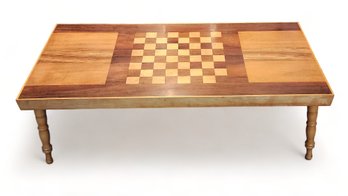 Mid Century Modern Style Shop Built Coffee Table W/ Chess/checker Inlay, 1950s ~ 48 X 23 X 16