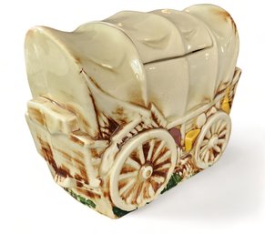 Vintage Painted McCoy Pottery Lidded Covered Wagon Cookie Jar, 1950s