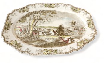 Vintage Johnson Bros Friendly Village Large Turkey Platter ~ 20.5 X 16 Inches, 1950s