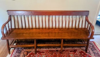 Stunning Deacon's Bench With Metal Book Holder Under Seat