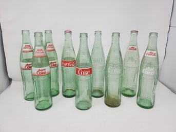Vintage 1 Pint Coke Bottles - Coca Cola, Cherry Coke, Diet Coke - 9 Total
