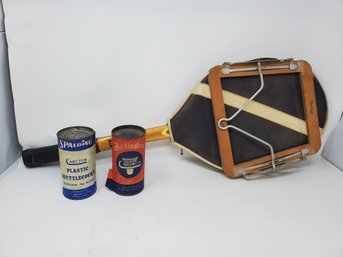 Vintage Racket And Badmitton Shuttlecock