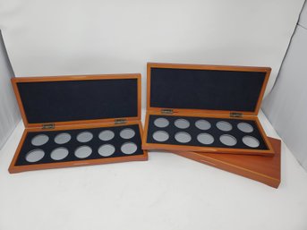 Set Of Wooden Holders For Large Coins - 3 Cases