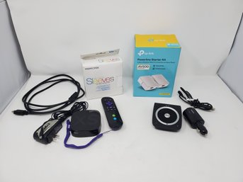 Technology Lot - Jabra Handsfree Speaker, Powerline Ethernet Internet Link, Roku 2 (Not Working), Pack Of 90+ CD Sleeves