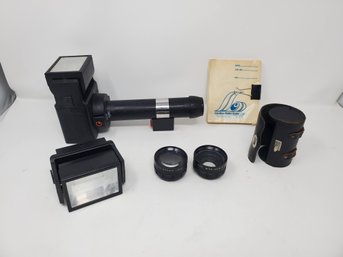 Camera Parts LOT - Ascor Light, Extra Light, Telephoto Lens, Wide-angle Lens, Pack Of 3x5 Wax Photo Sleeves