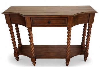 Recent Oak Colored Spindle Legs Console Table With Single Drawer, Approx 10 Years Old.