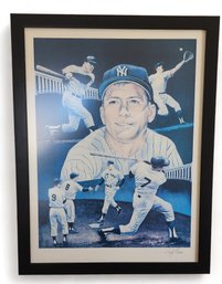 Signed Angelo Marino Sports Print Autographed By Mickey Mantle ~ NY Yankees 1990s