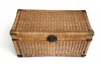 Vintage Wicker Lift Top Trunk Chest ~ 32 X 16 X 16.5H