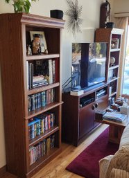 Pair Oak Veneered Pressboard 1990s Tall Bookcases ~ 29.5 X 13.5 X 71.5H