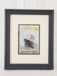Framed Cunard Lines Aquintania Ship Cruise Line Reproduction Print