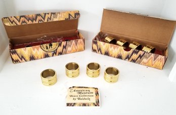 Vintage Set Of Eight Baldwin Brass American Collection Napkin Rings - Original Box