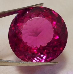 Stunning 56.90 Ct Tested Round Pink Ruby ~ 23.15mm X 22.99mm X 12.36mm