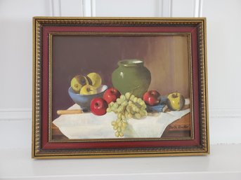 Beautiful Vintage Signed By Artist Beth Grillo Framed Still Life Oil Painting
