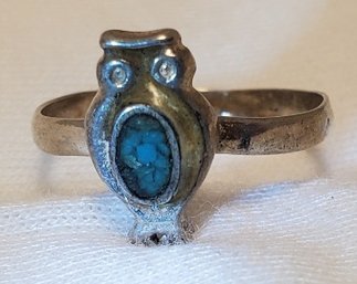 Sterling Silver Size 5.5 Southwest Style Owl Ring ~ 1.78 Grams