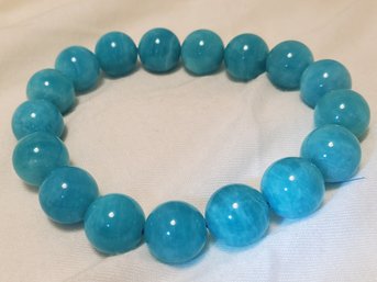 Incredible 219 Ct Green/Blue Mozambique Amazonite Stretch Bracelet