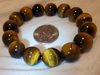 Incredible 386 Ct Natural African Yellow/Blue Tiger Eye Stretch Bracelet