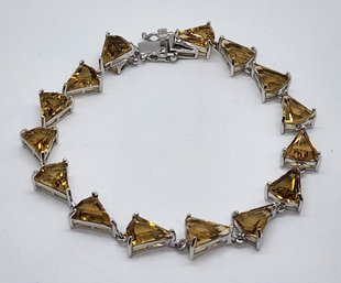 Premium Brazilian Citrine Bracelet In Platinum Over Sterling