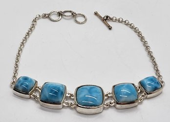 Larimar Toggle Clasp Bracelet In Sterling