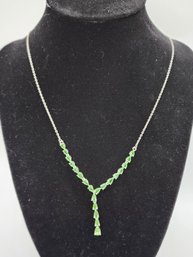 Premium Tsavorite Garnet Y Necklace In Platinum Over Sterling