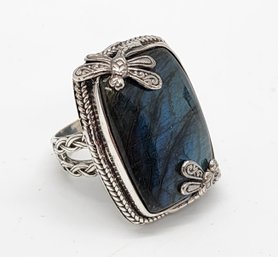 Bali, AAA Labradorite Dragonfly Ring In Sterling