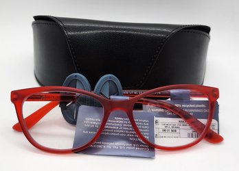 Universal Thread Red Oval Blue Light Filtering Eyeglasses With Case