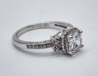 Premium White CZ Ring In Rhodium Over Sterling