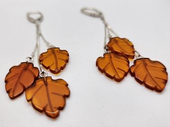 Baltic Amber Earrings In Sterling Silver