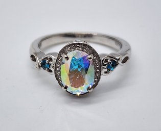 Mercury Mystic Topaz, Neon Apatite Ring In Platinum Over Sterling