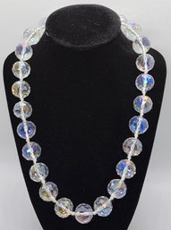 Simulated Aurora Borealis Beaded Necklace In Stainless