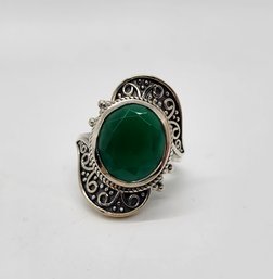 Green Onyx Ring In Sterling Silver