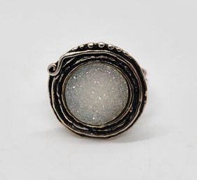 White Drusy Ring In Sterling Silver