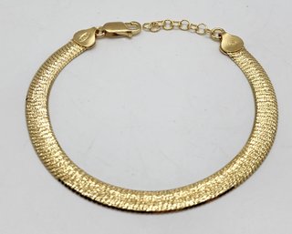 Italian 14k Yellow Gold Over Sterling Herringbone Bracelet With Extender