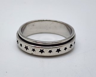 Size 8 Star Spinner Ring In Sterling