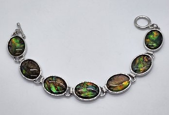 Abalone Shell Bracelet In Silvertone