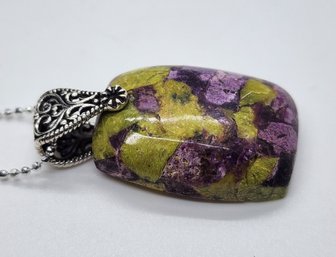 Tasmanian Stichite Pendant In Sterling With Sterling Bolo Necklace