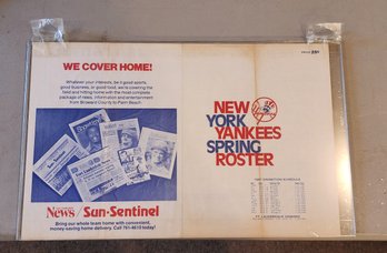 Sleeve Framed 1981 NY Yankees Spring Training Exhibition Roster Sheet