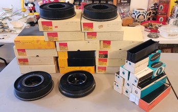 Large Set Of Kodak Photo Slides Carousels (20) Slide Trays And Magazines (10)  Projector For Parts