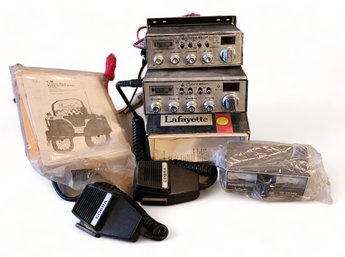 2 Vintage 1980s Cobra 25-GTL CB Radios W/ Mics & Lafayette 99-26395 Power Meter/SWR