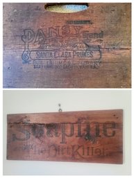 Vintage/Antique ? Soap And Prune Wooden  Advertisement Board & Soapine The Dirt Killer