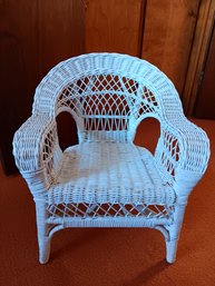 Vintage Child's White Wicker Chair - Victorian Style