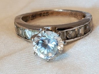 Sterling Silver Size 7 Engagement Ring With A Stunning CZ - 3.72 Grams