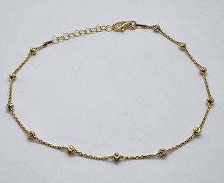 Italian 14k Yellow Gold Over Sterling Station Round Moon Anklet