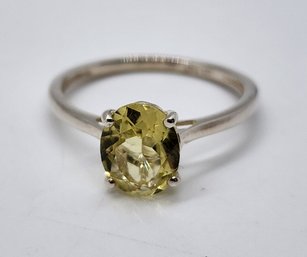 Brazilian Green Gold Quartz Ring In Sterling